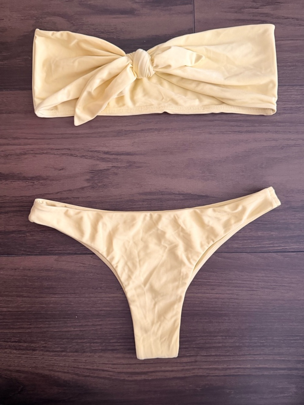Mikoh Pale Yellow Bandeau Knot Bikini Set